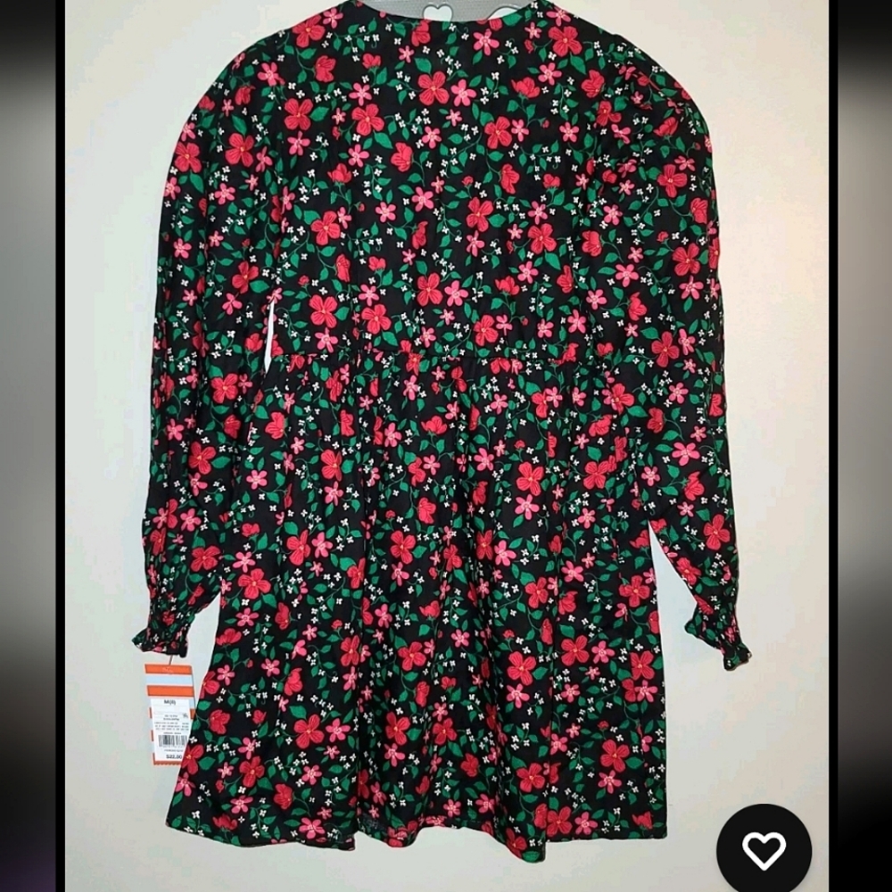 Cat & Jack Girls’ Long Sleeve Woven Dress - Black Floral 10/12 NWT - Picture 3 of 3
